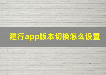 建行app版本切换怎么设置