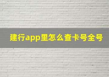 建行app里怎么查卡号全号