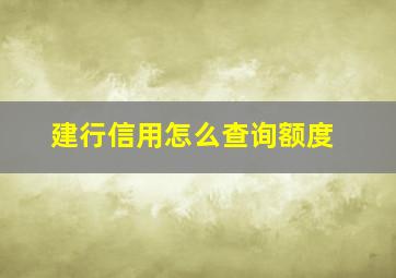 建行信用怎么查询额度