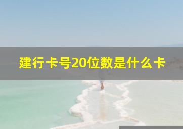 建行卡号20位数是什么卡