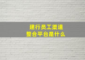 建行员工渠道整合平台是什么