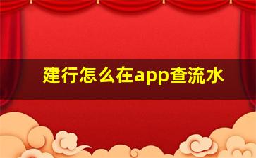 建行怎么在app查流水