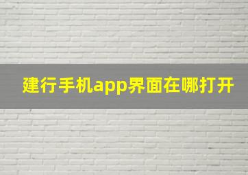 建行手机app界面在哪打开