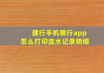 建行手机银行app怎么打印流水记录明细