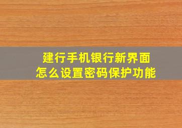 建行手机银行新界面怎么设置密码保护功能