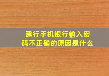 建行手机银行输入密码不正确的原因是什么