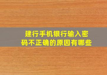 建行手机银行输入密码不正确的原因有哪些