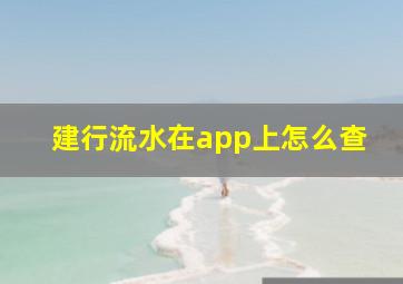 建行流水在app上怎么查