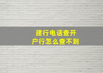 建行电话查开户行怎么查不到