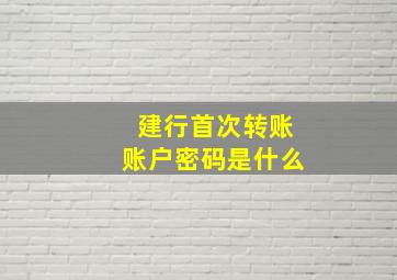 建行首次转账账户密码是什么