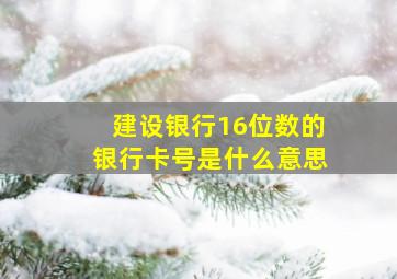 建设银行16位数的银行卡号是什么意思