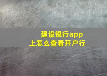 建设银行app上怎么查看开户行