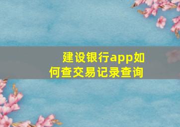 建设银行app如何查交易记录查询