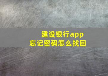 建设银行app忘记密码怎么找回