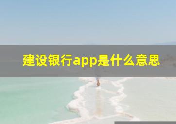 建设银行app是什么意思