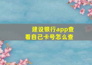 建设银行app查看自己卡号怎么查