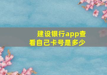 建设银行app查看自己卡号是多少