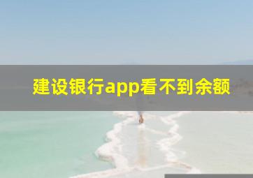 建设银行app看不到余额