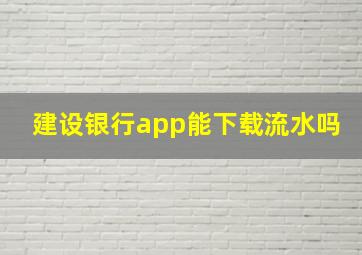 建设银行app能下载流水吗