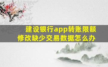 建设银行app转账限额修改缺少交易数据怎么办