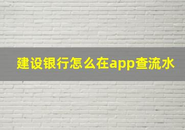 建设银行怎么在app查流水