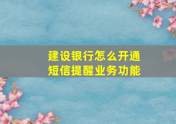 建设银行怎么开通短信提醒业务功能