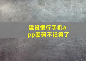 建设银行手机app密码不记得了