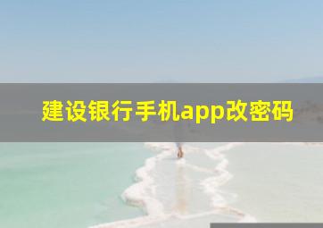 建设银行手机app改密码