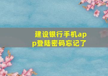 建设银行手机app登陆密码忘记了