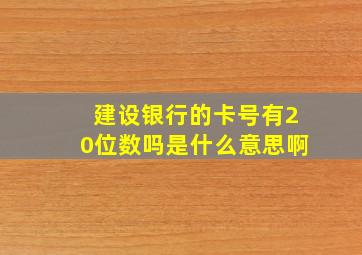 建设银行的卡号有20位数吗是什么意思啊