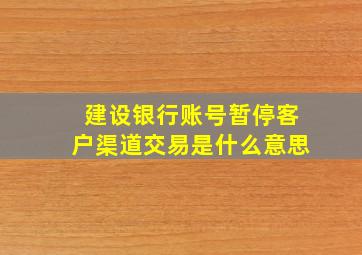 建设银行账号暂停客户渠道交易是什么意思