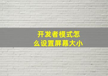 开发者模式怎么设置屏幕大小