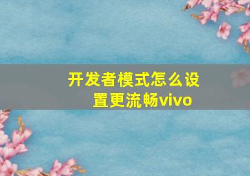 开发者模式怎么设置更流畅vivo