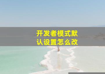 开发者模式默认设置怎么改