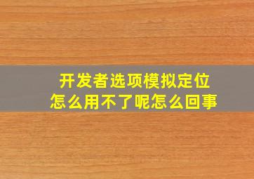 开发者选项模拟定位怎么用不了呢怎么回事