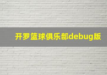 开罗篮球俱乐部debug版