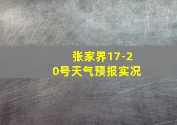 张家界17-20号天气预报实况