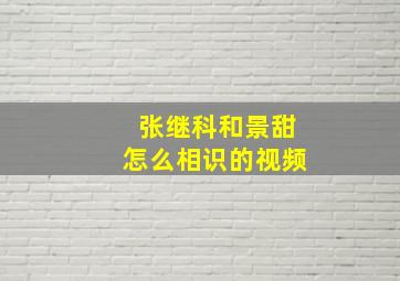 张继科和景甜怎么相识的视频