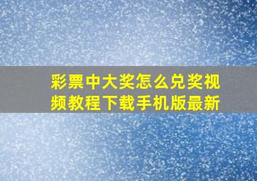 彩票中大奖怎么兑奖视频教程下载手机版最新