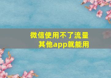 微信使用不了流量其他app就能用