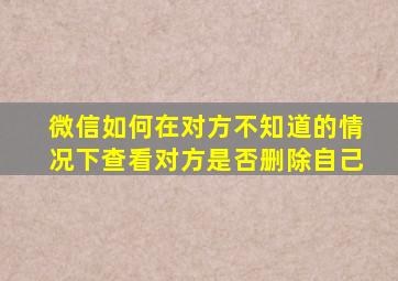 微信如何在对方不知道的情况下查看对方是否删除自己