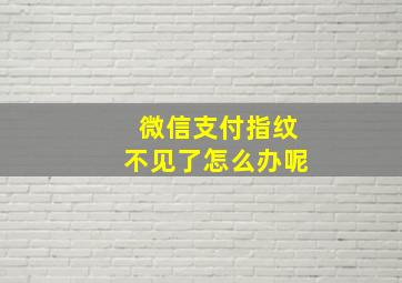 微信支付指纹不见了怎么办呢