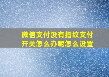 微信支付没有指纹支付开关怎么办呢怎么设置