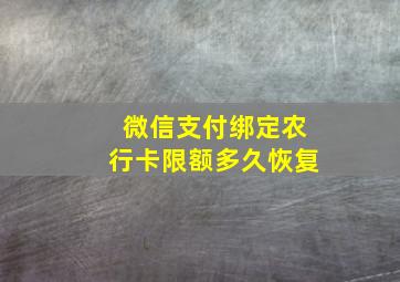 微信支付绑定农行卡限额多久恢复