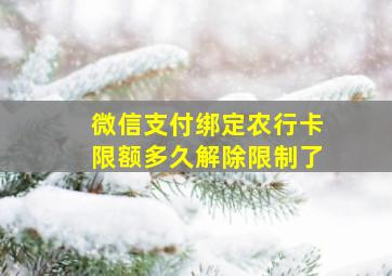 微信支付绑定农行卡限额多久解除限制了