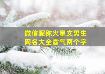 微信昵称火星文男生网名大全霸气两个字