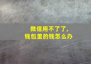 微信用不了了,钱包里的钱怎么办