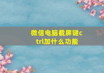 微信电脑截屏键ctrl加什么功能