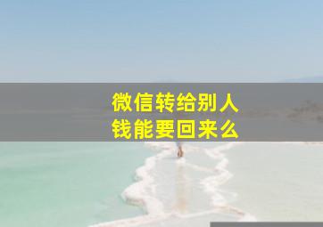 微信转给别人钱能要回来么