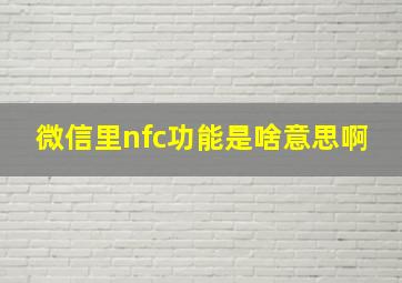 微信里nfc功能是啥意思啊